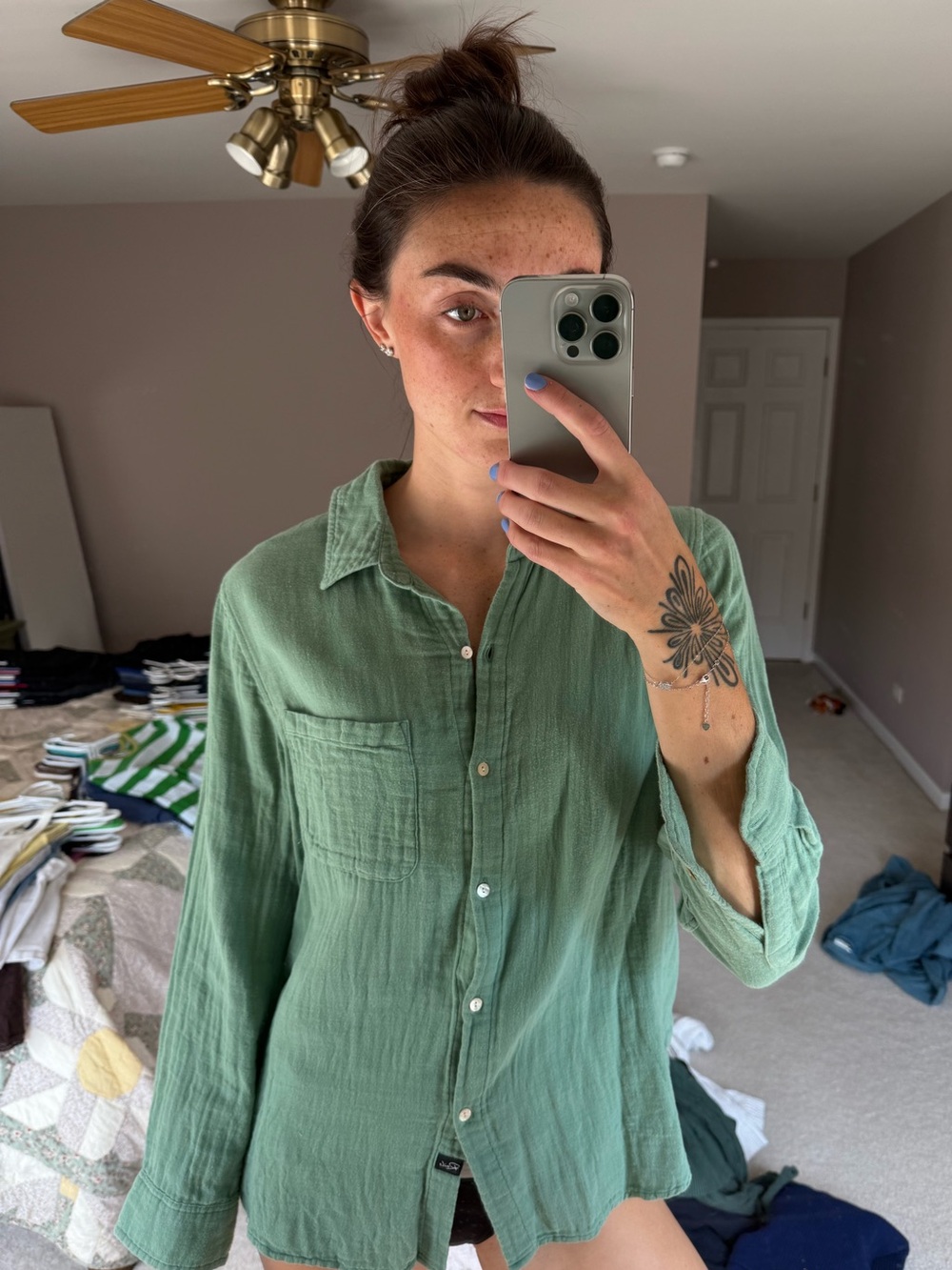 Rails cotton button down top